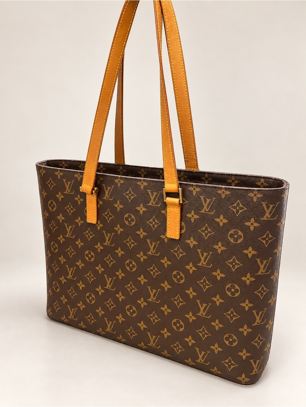 Louis Vuitton Brown Monogram Tote with Tan Straps